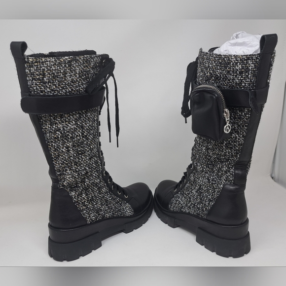 The Wishbone Collection High Boots Boucle Tweed Calf Leather Fanny 10 US $398 - Picture 3 of 13